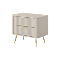 NACHTKONSOLE Flore Beige / Gold - 48 cm - mit 2 geriffelten Schubladen - Beige/Gelb, Holz/Holzwerkstoff (63/55/38cm) - Ravio