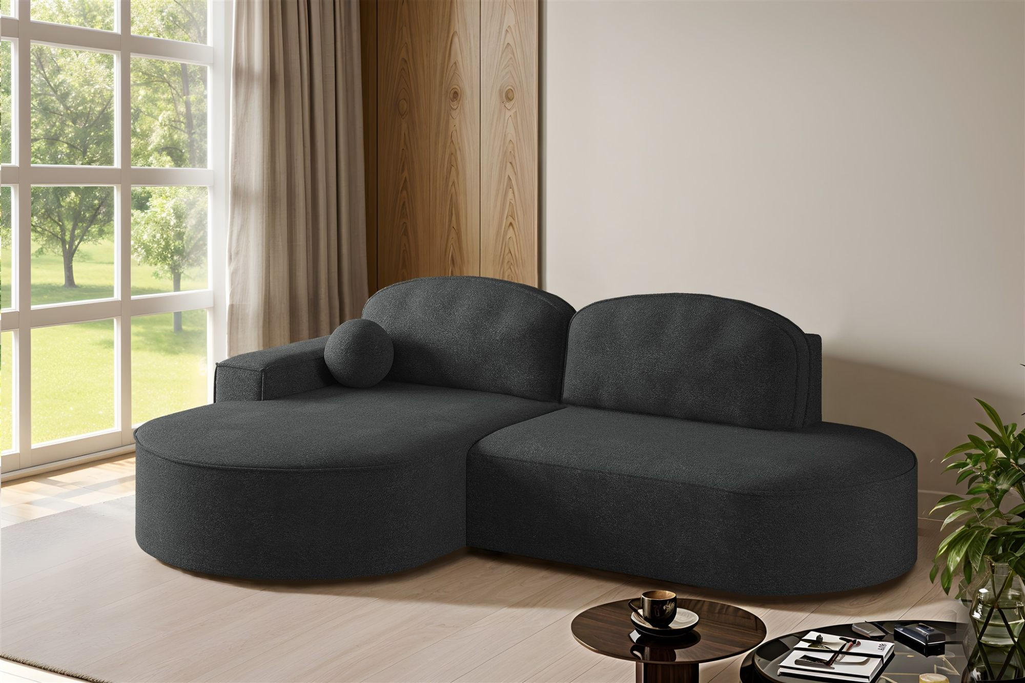 ECKSOFA Girona Mit Schlaffunktion - Schwarz, Holzwerkstoff/Textil (278/179cm) - Fun Möbel