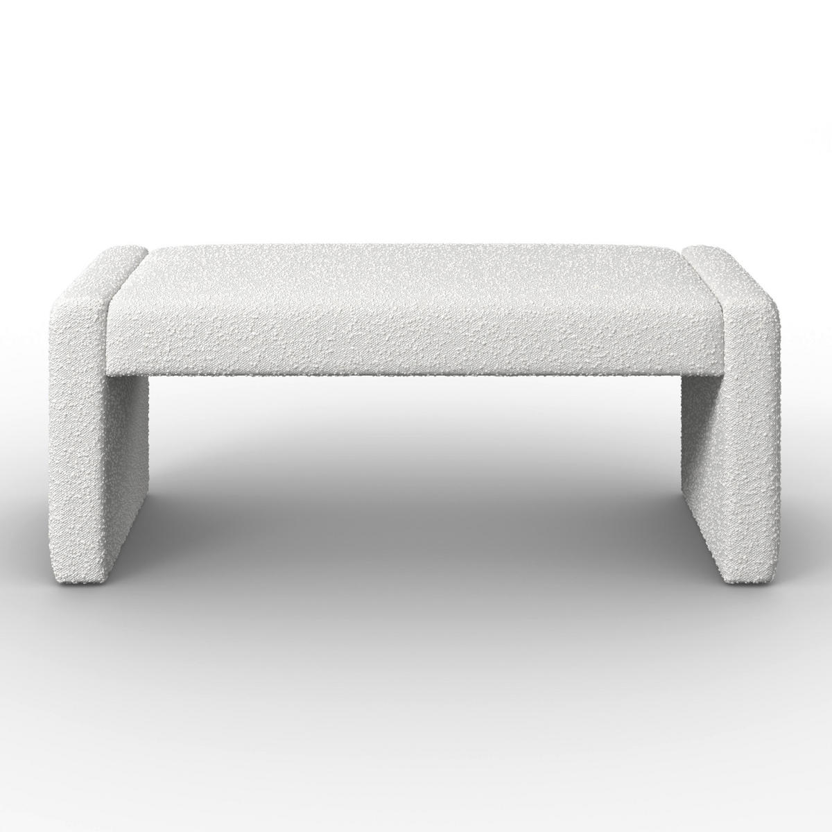 SITZBANK Andrea Weiß Bouclé Gepolstert - Weiß, Holz (123/50/45cm) - Bessagi Home