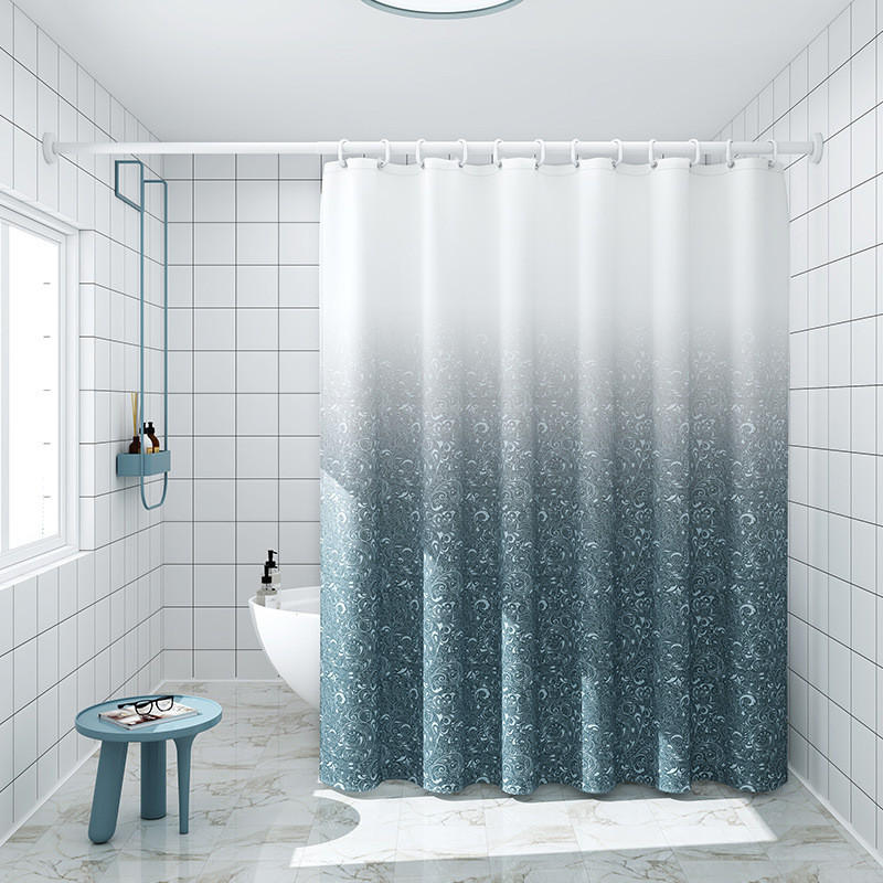 DUSCHVORHANG Blau Polyester maschinenwaschbar mit Haken - Multicolor, Textil (180/180cm) - MCBOSON