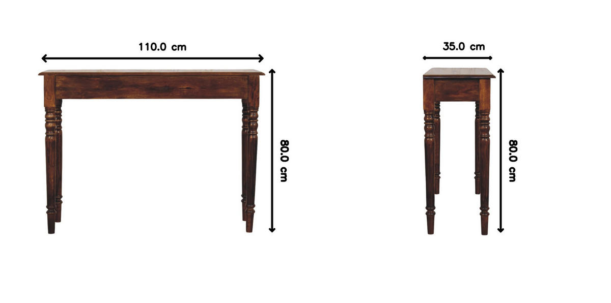 KONSOLE Gedrehte Beine Kastanie, 3 Schubladen, Dunkelbraun - Dunkelbraun/Messingfarben, Holz/Metall (35/110/80cm) - Artisan Furniture