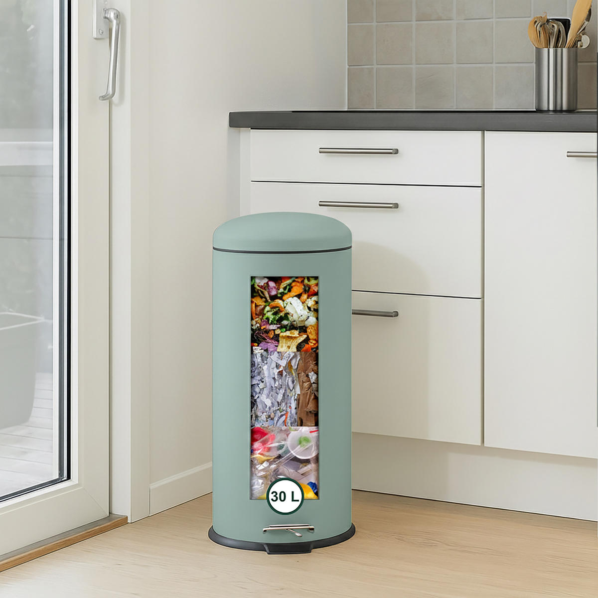 KOŠ na odpad - tyrkysová, kov/plast (33/68/29cm) - Relaxdays