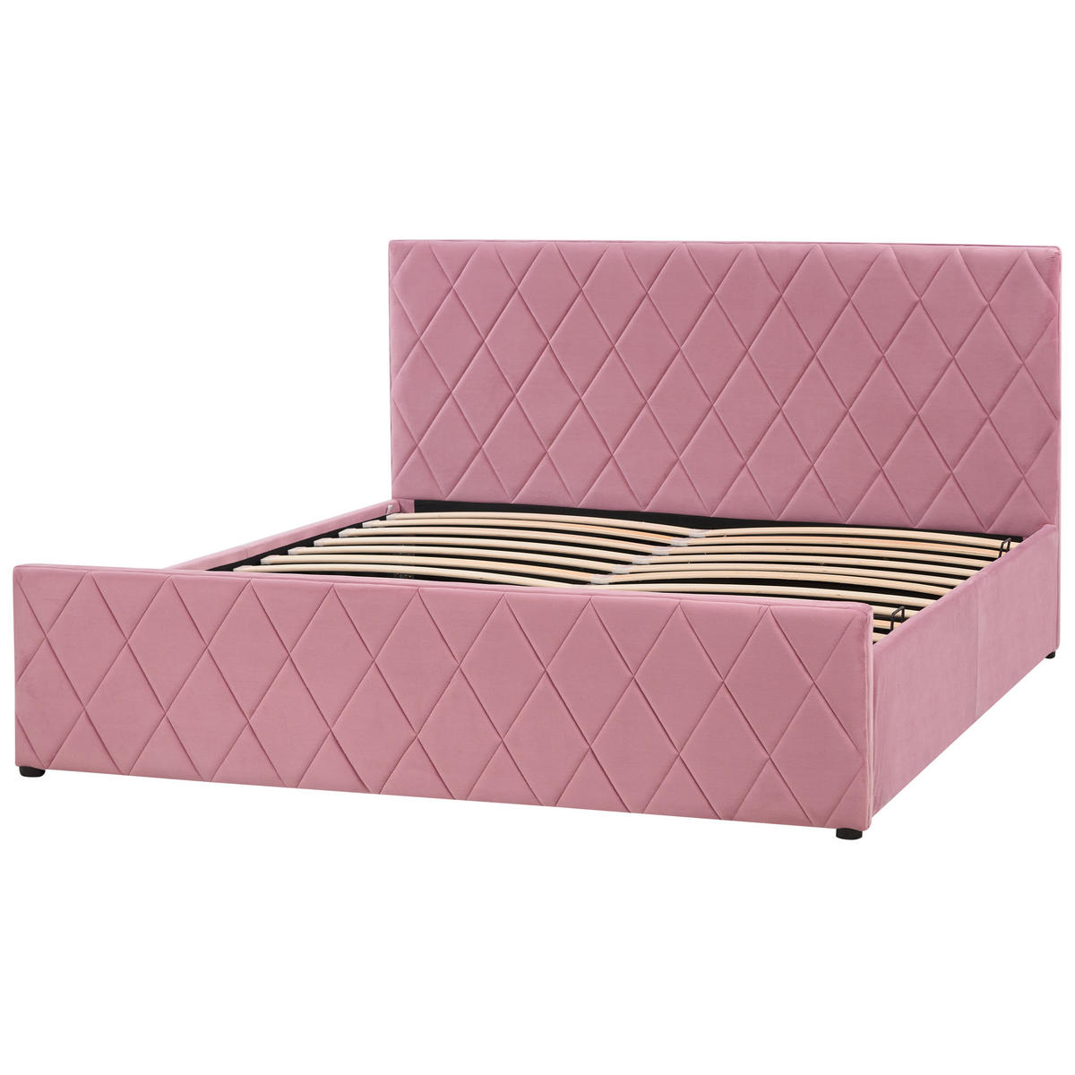 BETT mit Stauraum 160x200 cm Rosa Rochefort - Pink, Textil (160/200cm) - Beliani