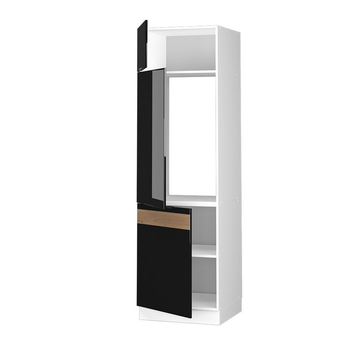 KÜCHENSCHRANK Fame-Line Schwarz Eiche hochglanz 60 cm - Schwarz Hochglanz/Schwarz, Holzwerkstoff (60/206.8/58.1cm) - Vicco