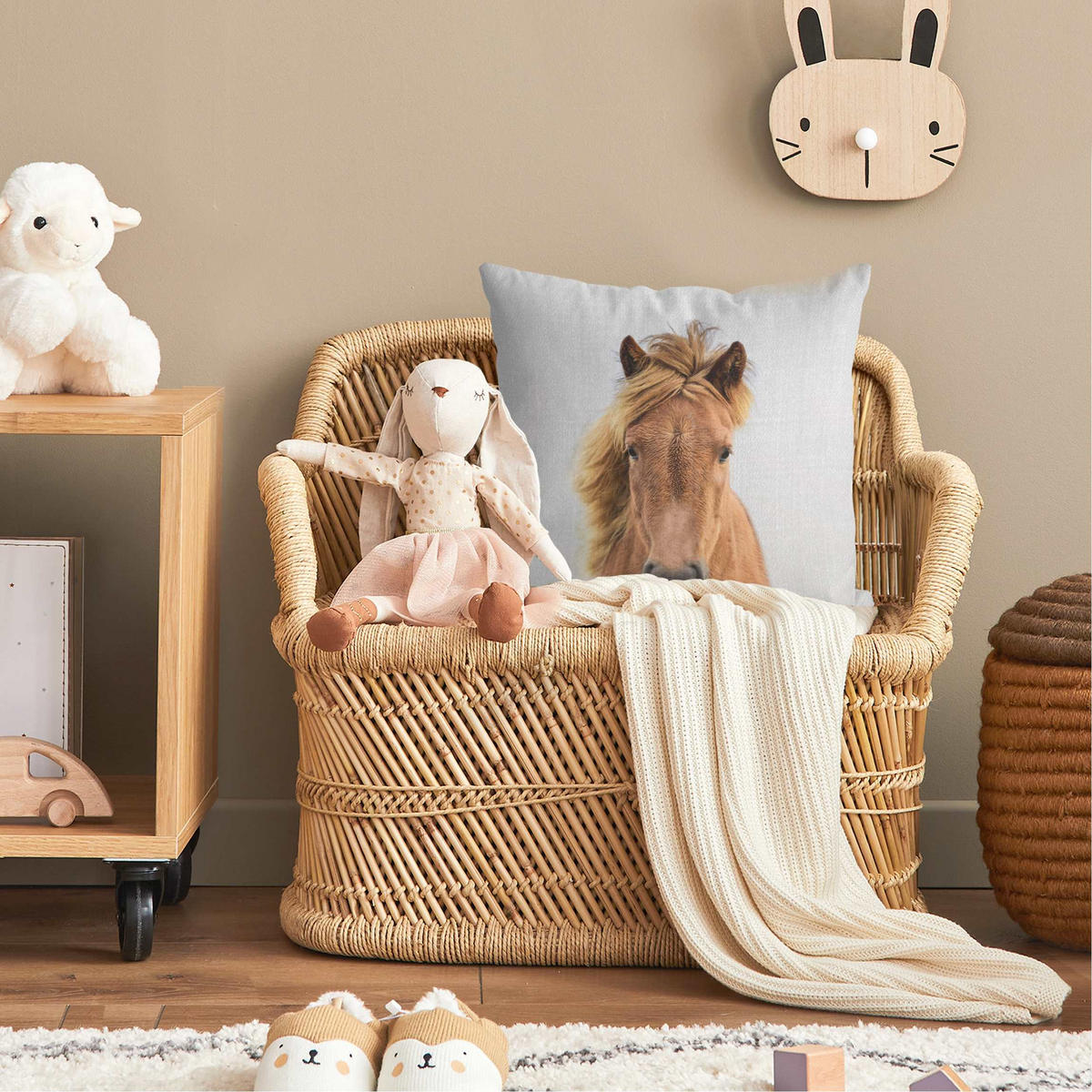 KISSENBEZUG Pferd Pauline 50/50 cm - Schwarz, Textil (50/50cm) - Bilderwelten