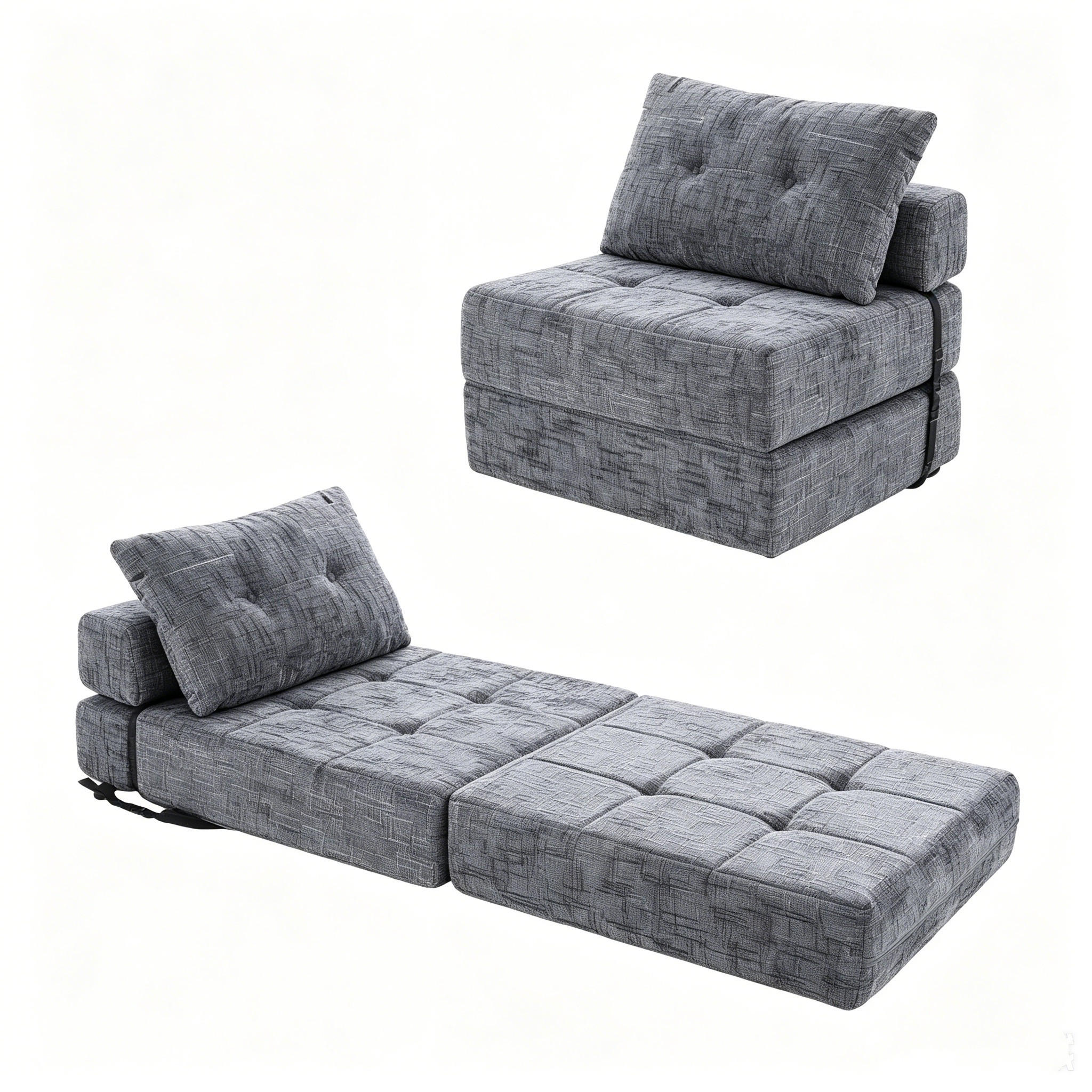 STOFFSOFA Grau inkl. Kissen, klappbar Polstersessel 79x180cm - Grau, Textil (79/57/79cm) - PARAFTA HOME