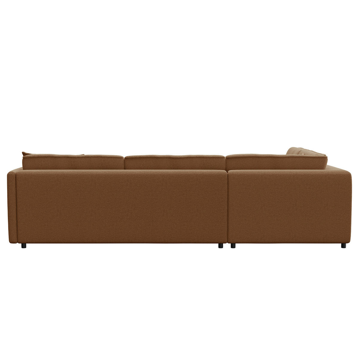 ECKSOFA mit Ottomane - Schwarz/Haselnussfarben, Kunststoff/Textil (328/272cm) - home24