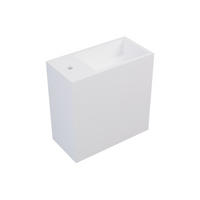 HANDWASCHBECKEN hängend mit Ablagefach - Solid Surface - Armaturen links - Weiß - 40 cm - PUMORI - Weiß, Stein (40/40/20cm) - Vente-Unique