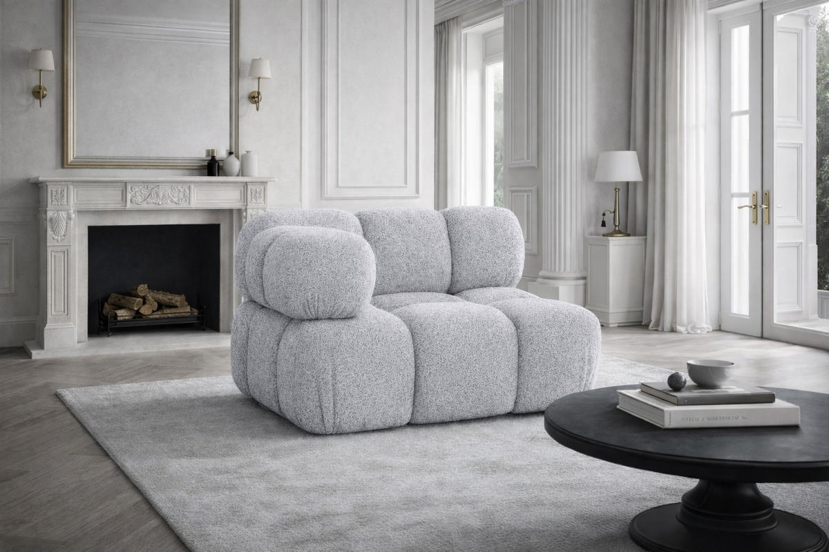 ECKMODUL, Für Modulares System, Stoff Abriamo, Hellgrau, Selia - Hellgrau, Holz (95/70/95cm) - Kaiser Möbel