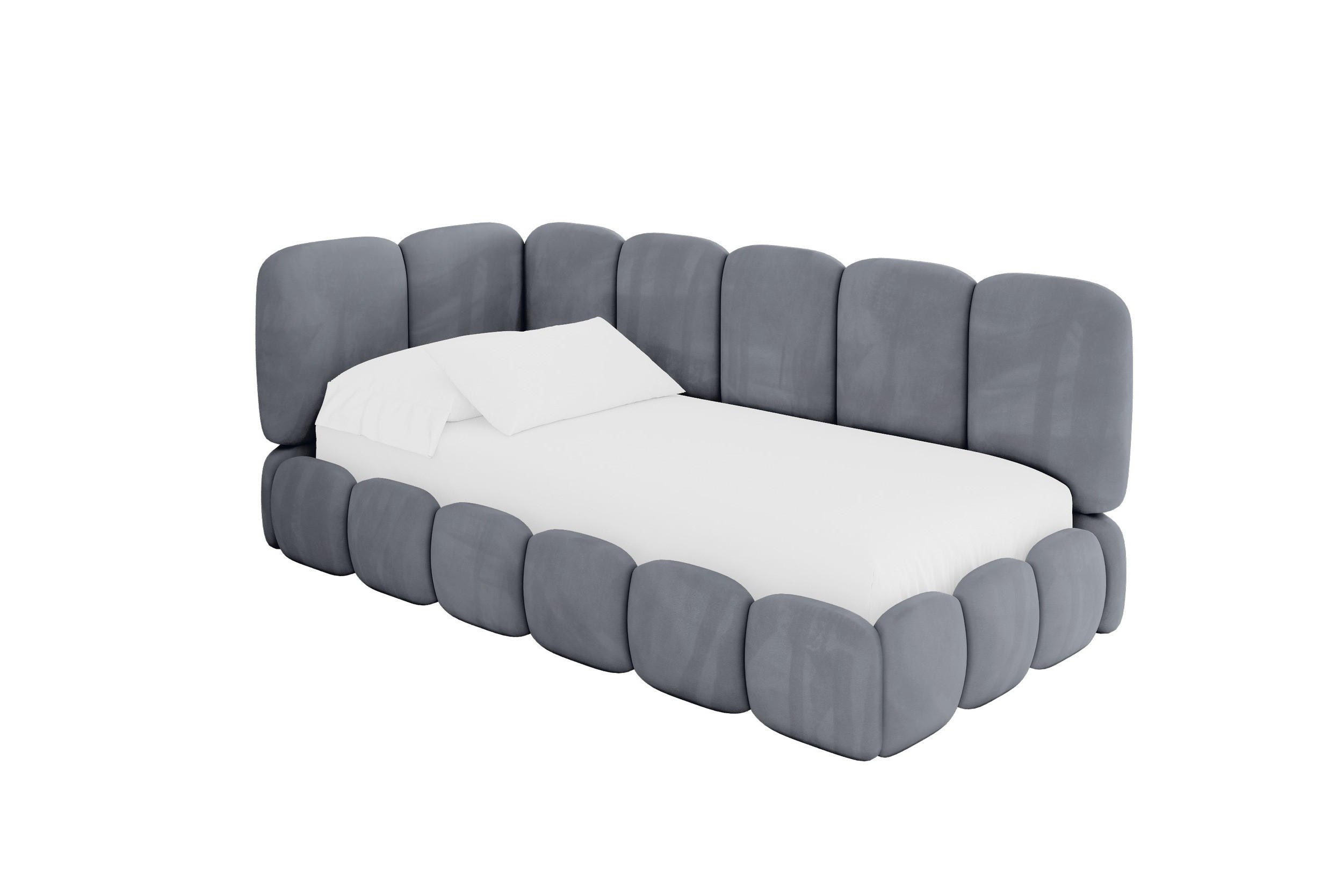 JEDNOLŮŽKOVÁ POSTEL pro mládež s úložným prostorem, vpravo - AVRY 80x200 šedá - šedá/šedohnědá, kompozitní dřevo/textil (80/200cm) - ALTDECOR