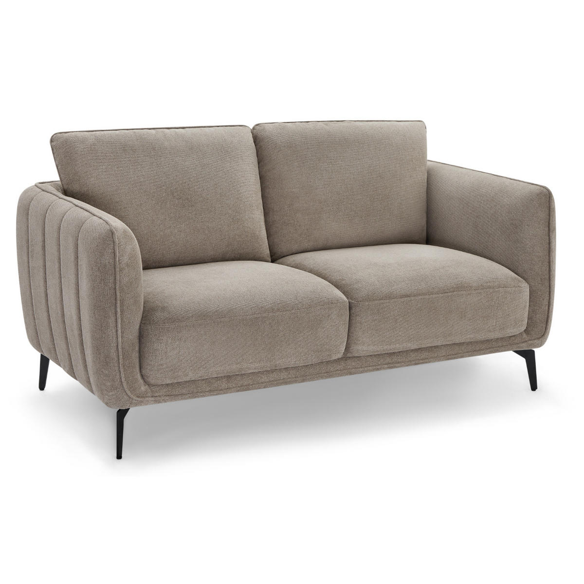 ZWEISITZER-SOFA Webstoff Beige - Beige/Schwarz, Textil/Metall (158/85/85cm) - Furnhouse