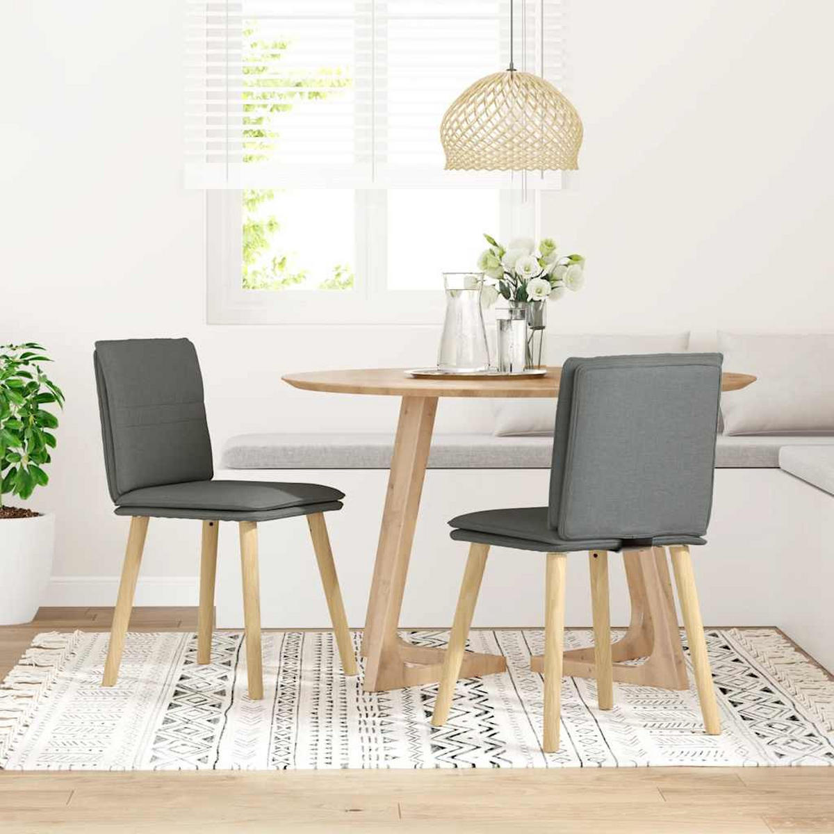 ESSZIMMERSTÜHLE 2 Stk. Dunkelgrau Stoff 45*54*86cm - Dunkelgrau, Metall (45/86/54cm) - ZMH
