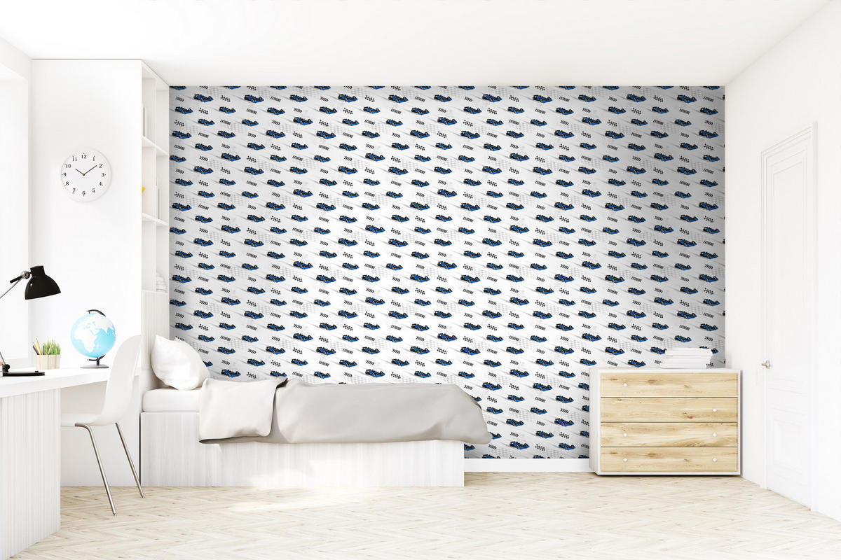 TAPETE Rennwagen 50 x 900 cm - Blau, Papier (50/0.1cm) - Sanders & Sanders