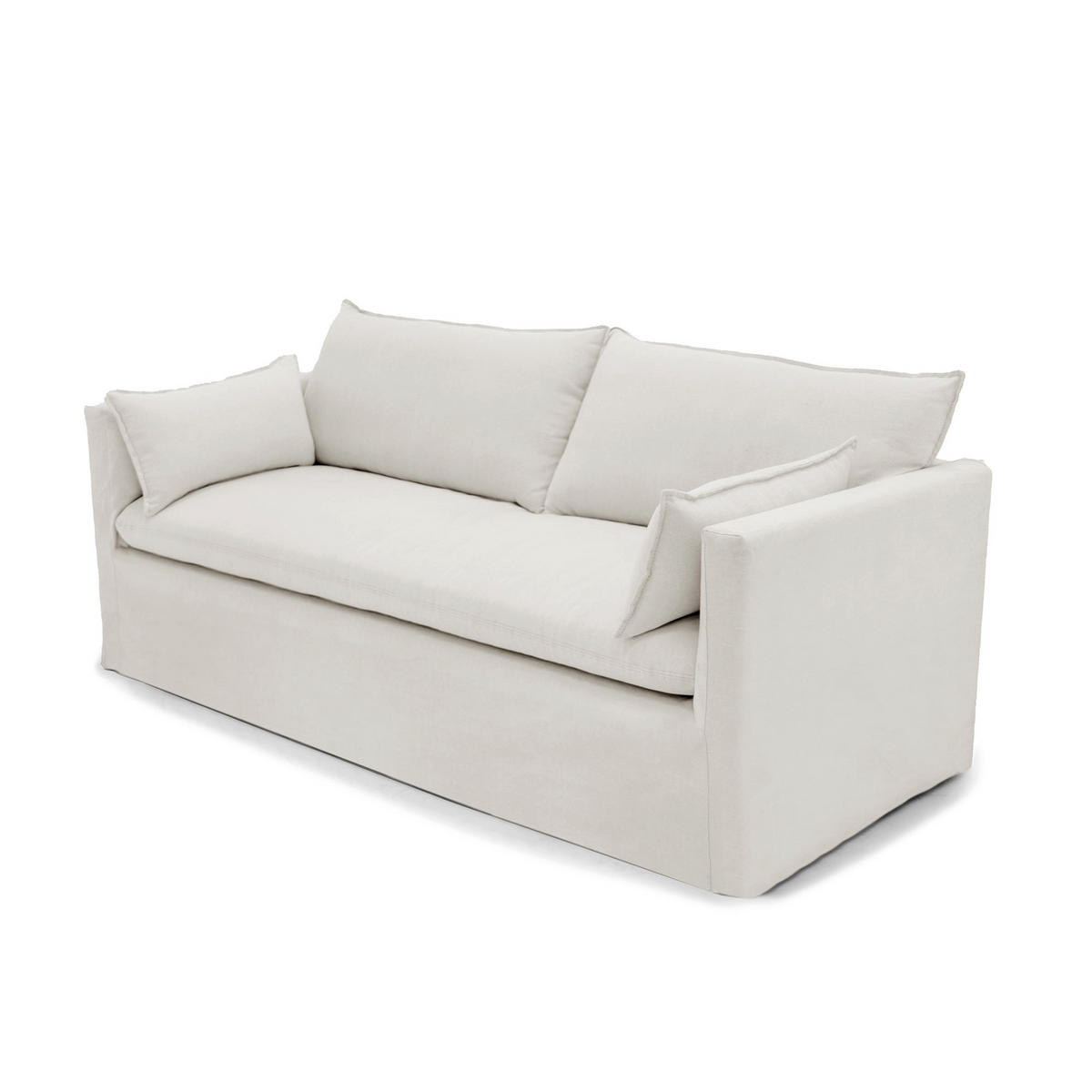 SOFA 3-SITZER Leinen und Baumwolle Weiß 206cm - Weiß, Textil (206/93/89cm) - Sia Home