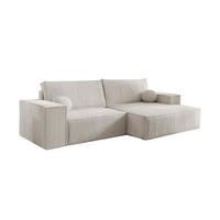ECKSOFA NEPTUN 255/148 in Cord Creme rechts - Creme, Holz/Holzwerkstoff (255/148cm) - Deine Möbel 24