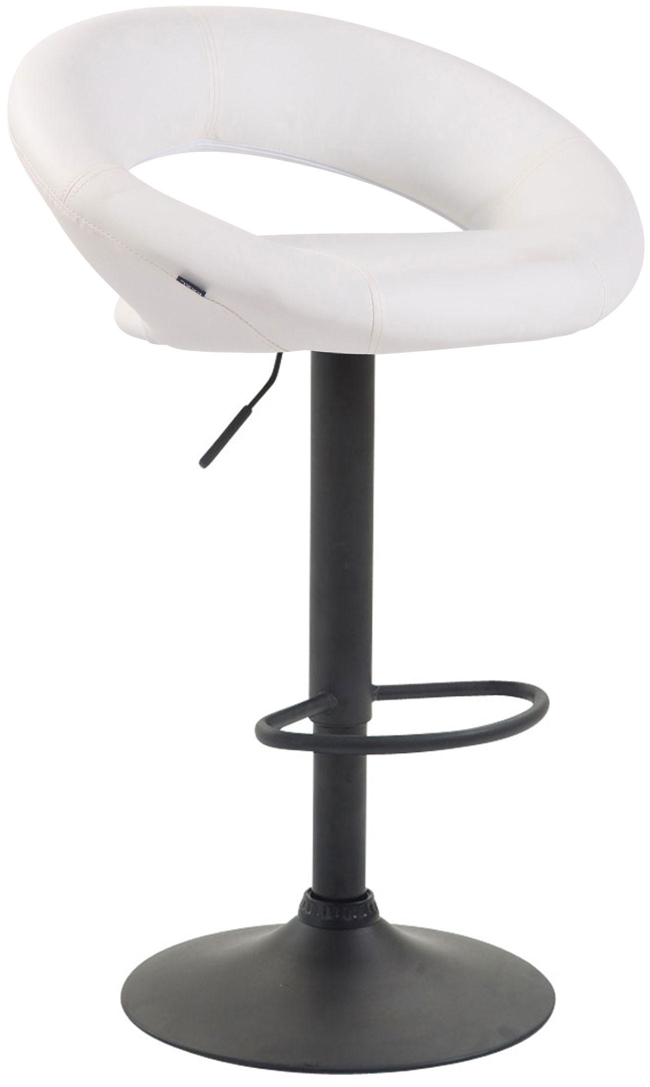 BARHOCKER Mekim Kunstleder Weiß Schwarz - Weiß, Leder/Metall (53/80/47cm) - DELUKE