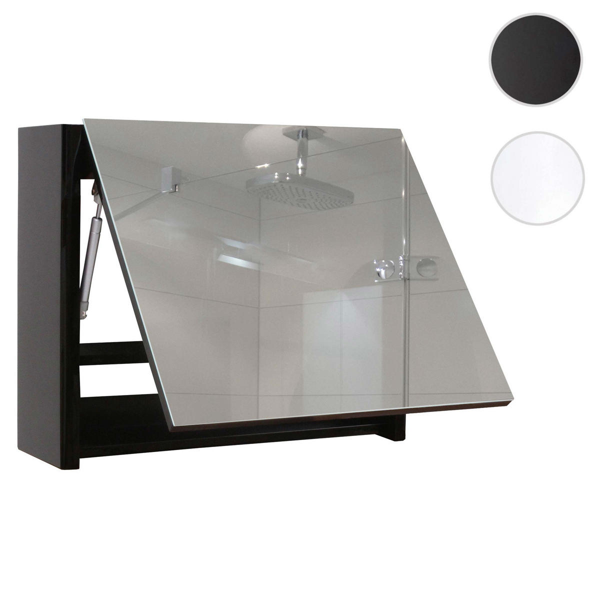 SPIEGELSCHRANK Hochglanz Schwarz - Schwarz Hochglanz, Holz (79/48/18cm) - MCW