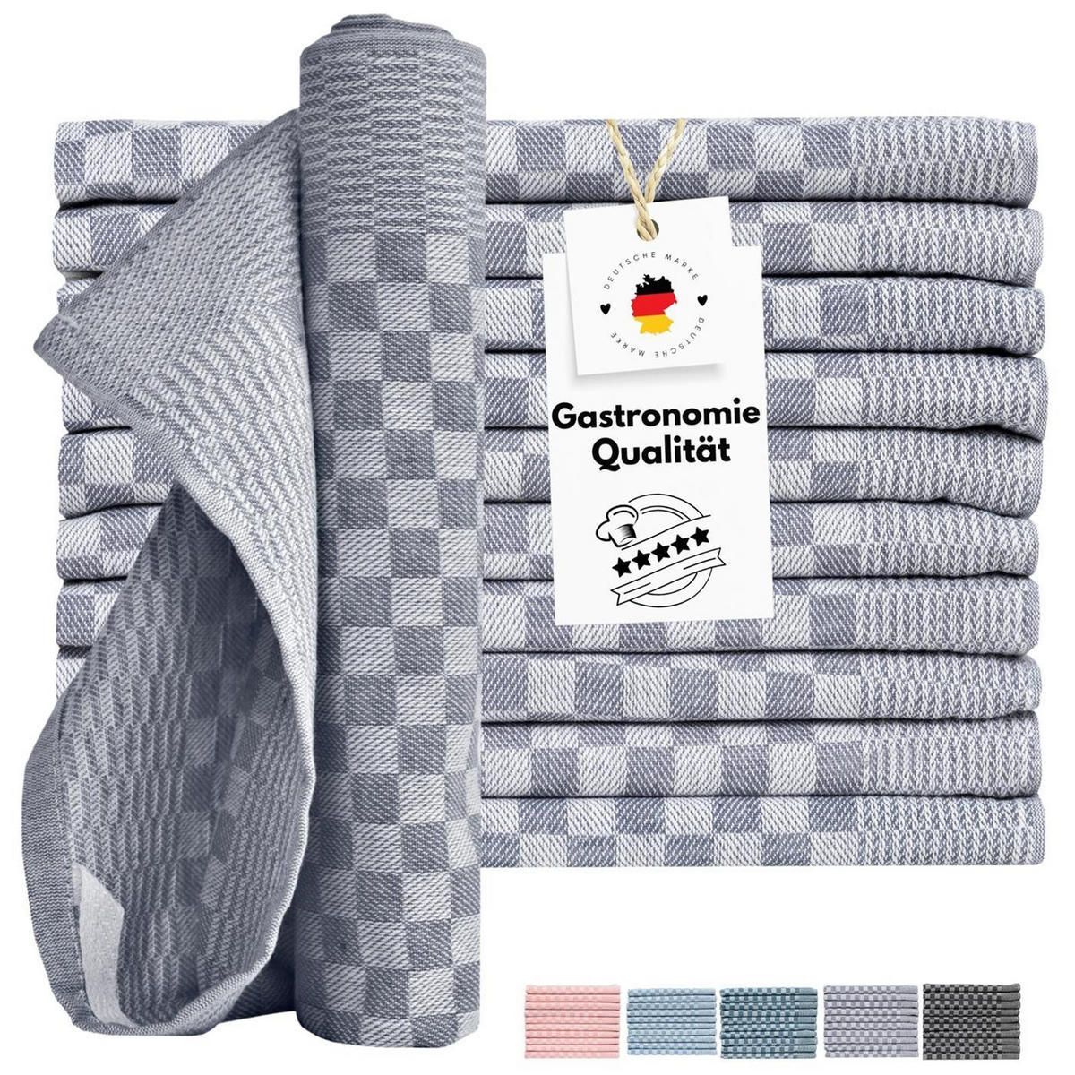 GESCHIRRTÜCHER 50x70 cm im 10er Set aus 100% Baumwolle, Zwirn-Qualität Grubentücher Grau - Grau, Textil (50/70cm) - Carpe Sonno