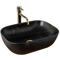 AUFSATZWASCHBECKEN BELINDA BLACK MARBLE MAT 46,5/33,5/13,5 cm - Schwarz, Keramik (46.5/13.5/33.5cm) - REA