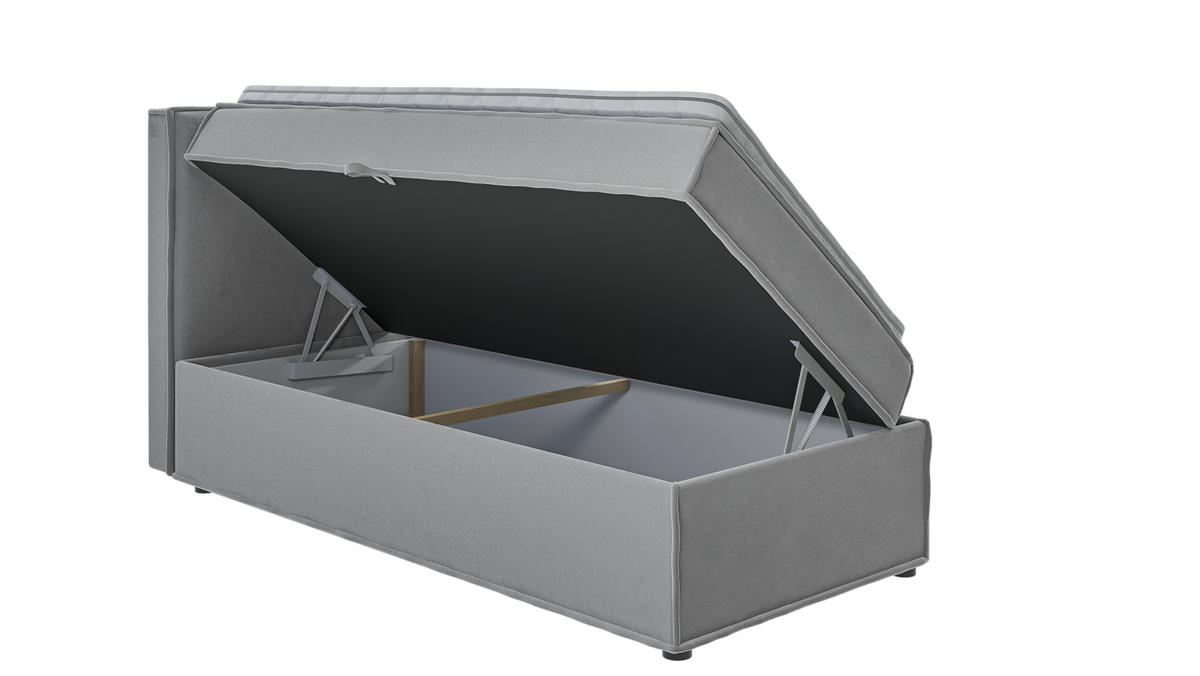 BOXBETT Eclipse 90/200 cm Grau Luxusmicrofaser - Schwarz/Grau, Holz/Kunststoff (90/200cm) - S-Style Möbel