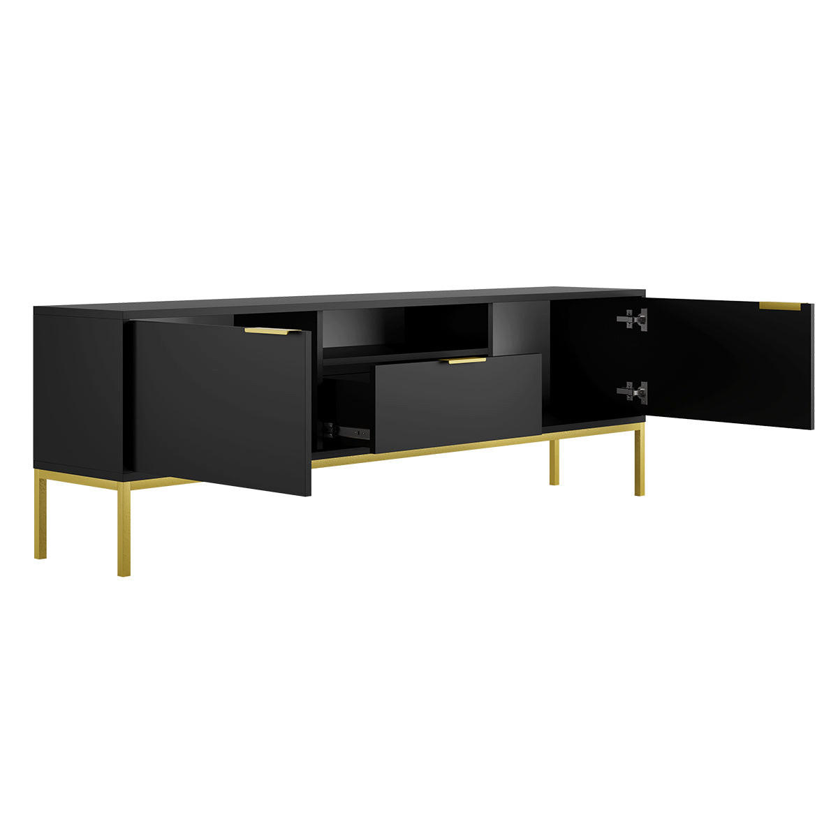TV-MÖBEL Seattle Schwarz - Goldfarben/Schwarz, Holzwerkstoff (175/56.4/33cm) - Petits-meubles