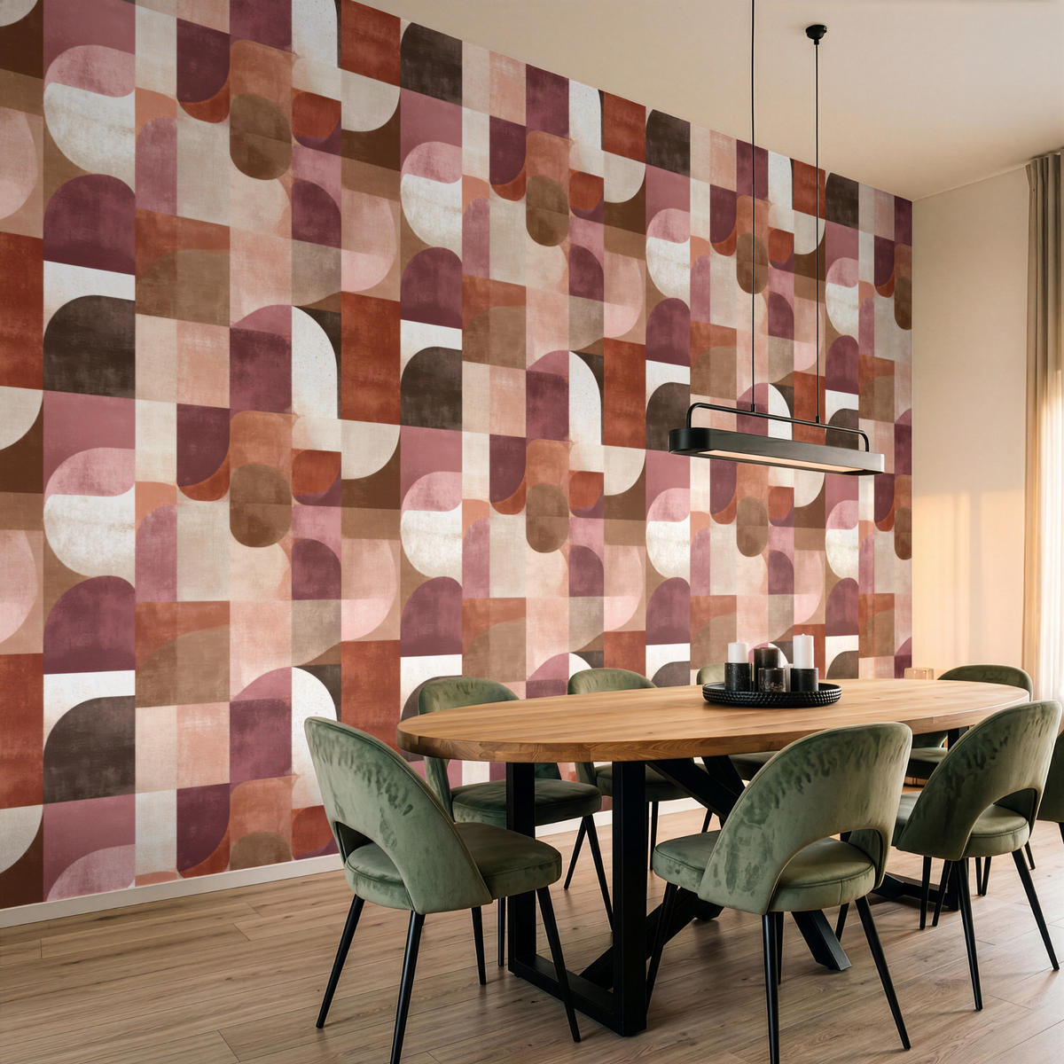 TAPETE - Geometrie - Modern - Retro - 450x300 cm - Multicolor, Papier (450/300cm) - OnlyWow