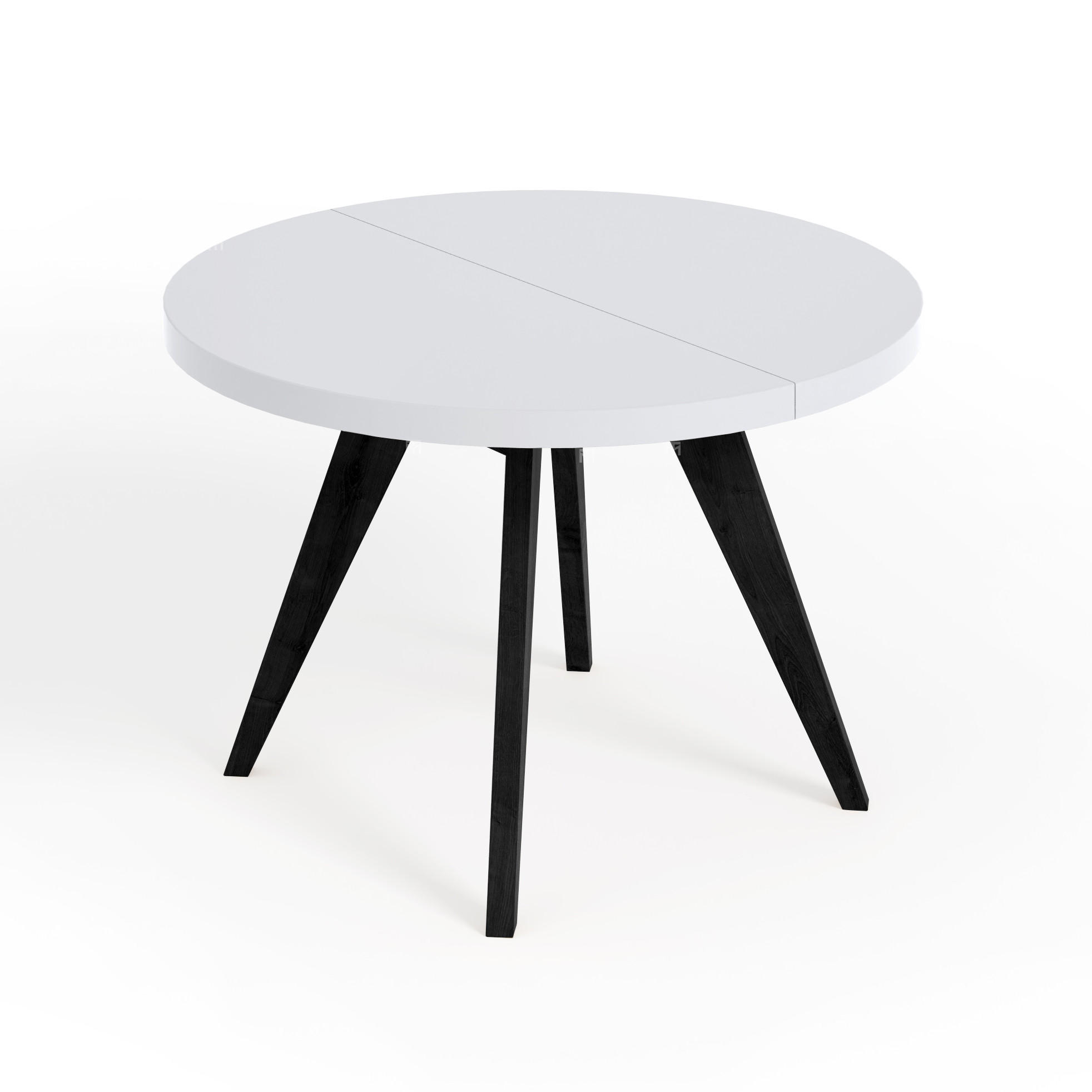 ESSTISCH LORA, Durchmesser: 110 / 210 cm Weiß / Schwarz - Schwarz/Weiß, Holz (110/210/76cm) - Dekori_Interiors