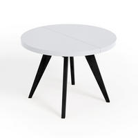 ESSTISCH LORA, Durchmesser: 110 / 210 cm Weiß / Schwarz - Schwarz/Weiß, Holz (110/210/76cm) - Dekori_Interiors