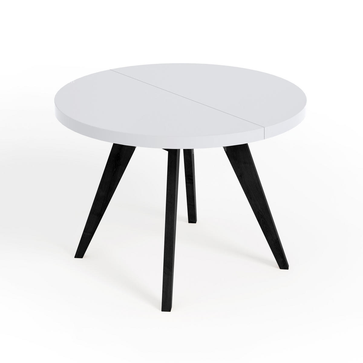 ESSTISCH LORA, Durchmesser: 110 / 210 cm Weiß / Schwarz - Schwarz/Weiß, Holz (110/210/76cm) - Dekori_Interiors