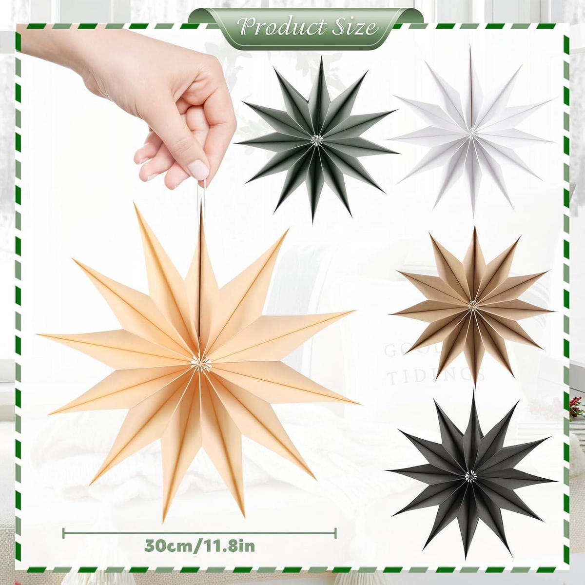 PAPIERSTERNE 5-teiliges Set 30 cm Braun / Grau / Weiß - Multicolor, Papier (30/10/30cm)