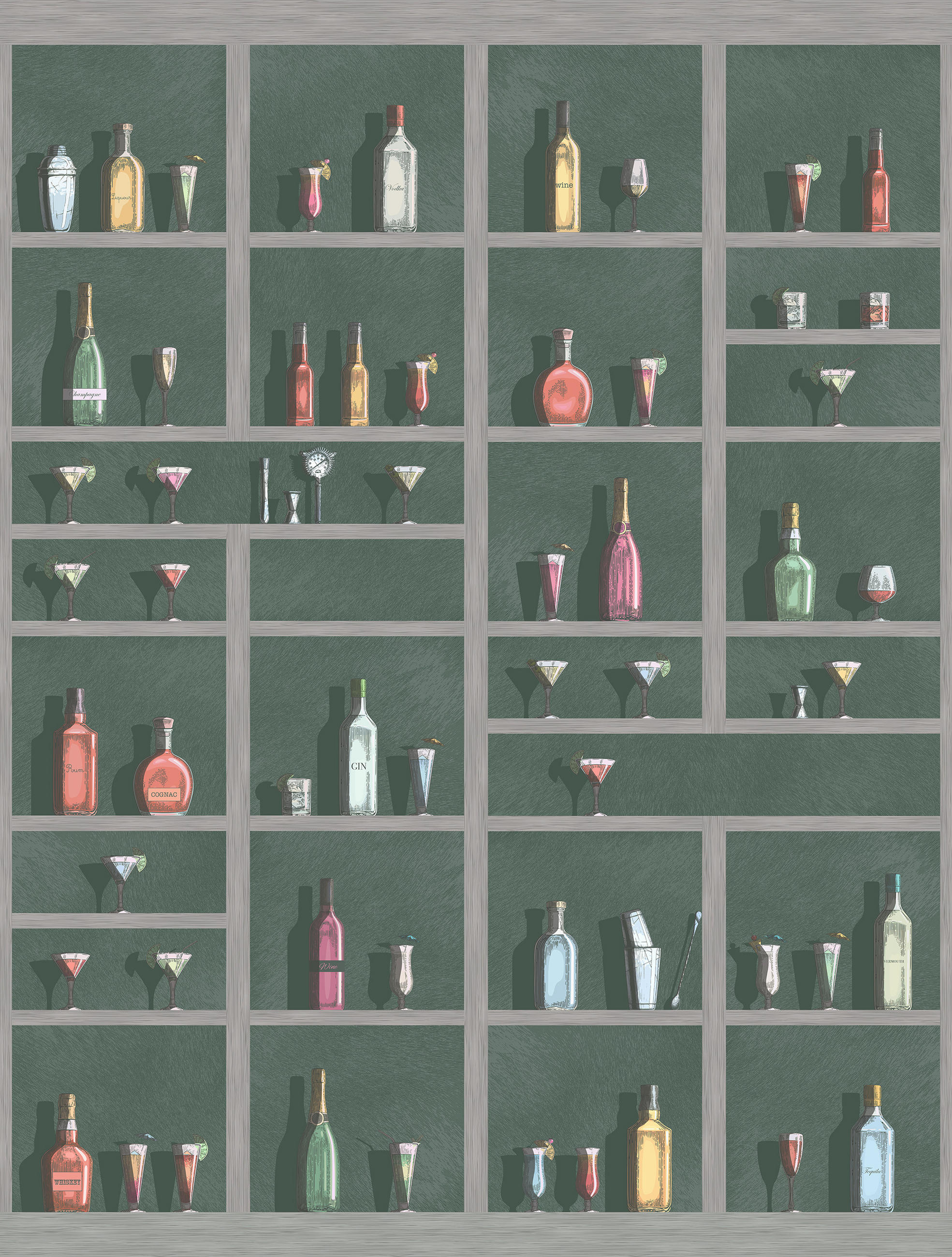 FOTOTAPETE Getränkeschrank 280 x 159 cm - Grün, Papier (280/159cm) - Sanders & Sanders