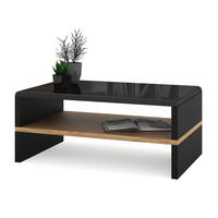 COUCHTISCH rechteckig Schwarz Hochglanz - Eiche Gold mit Ablage - Schwarz Hochglanz/Eichefarben, Holzwerkstoff (60/100/43cm) - designimpex