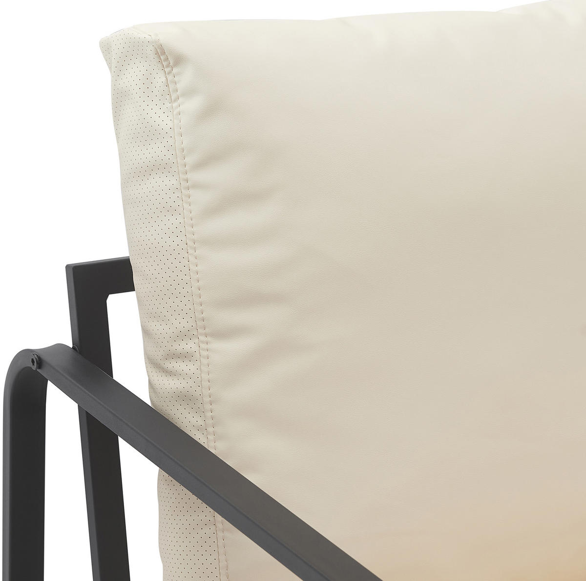 SESSEL Lederlook creme - Creme/Schwarz, Textil/Metall (70/82/74cm) - CLP