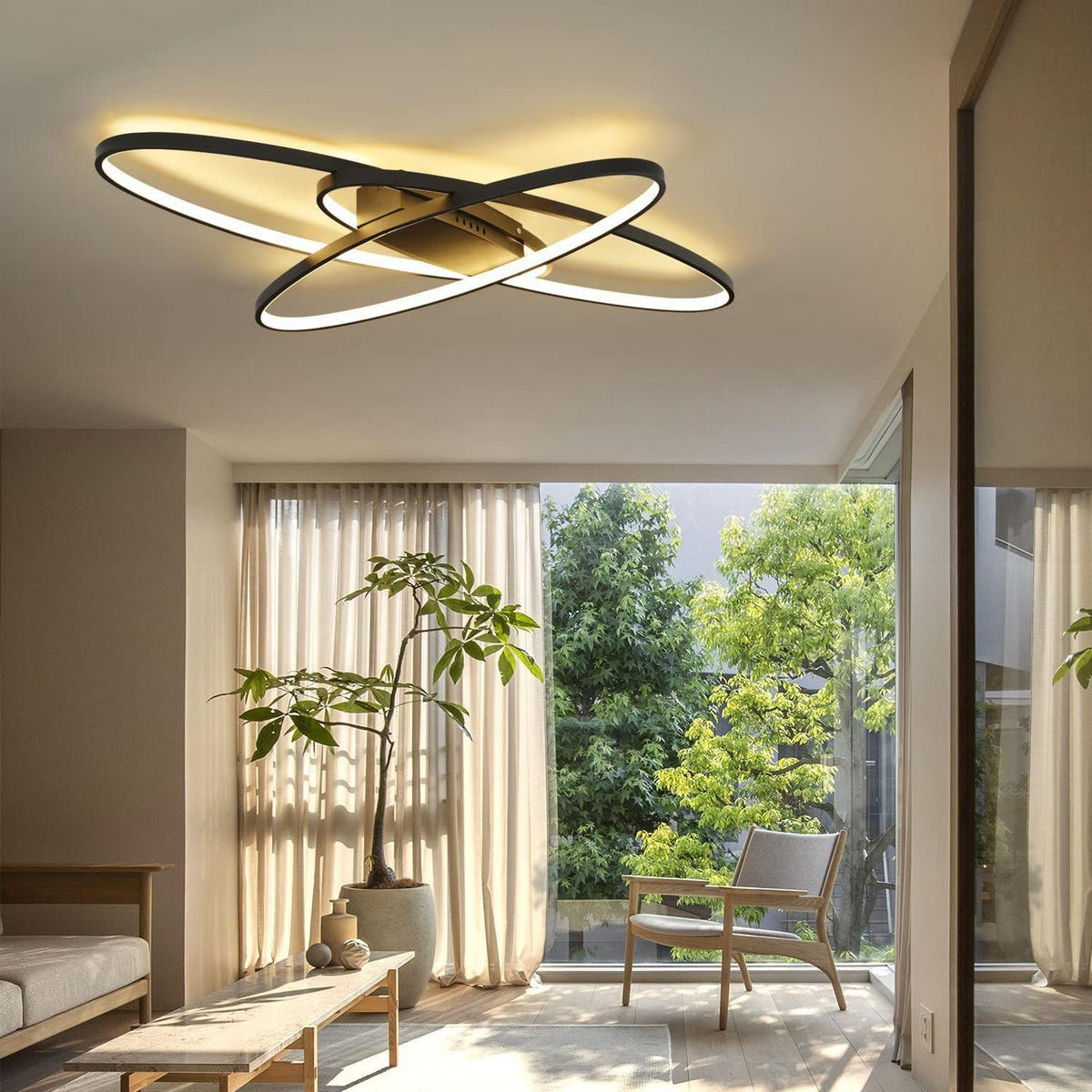 LED-DECKENLEUCHTE Maddox 62/85/7cm - Schwarz, Metall (85/62/7cm) - Nettlife