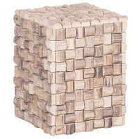NACHTTISCH Teakholz hellbraun quadratisch 32/32 cm Cajeme - Hellbraun, Holz (32/43/32cm) - Beliani
