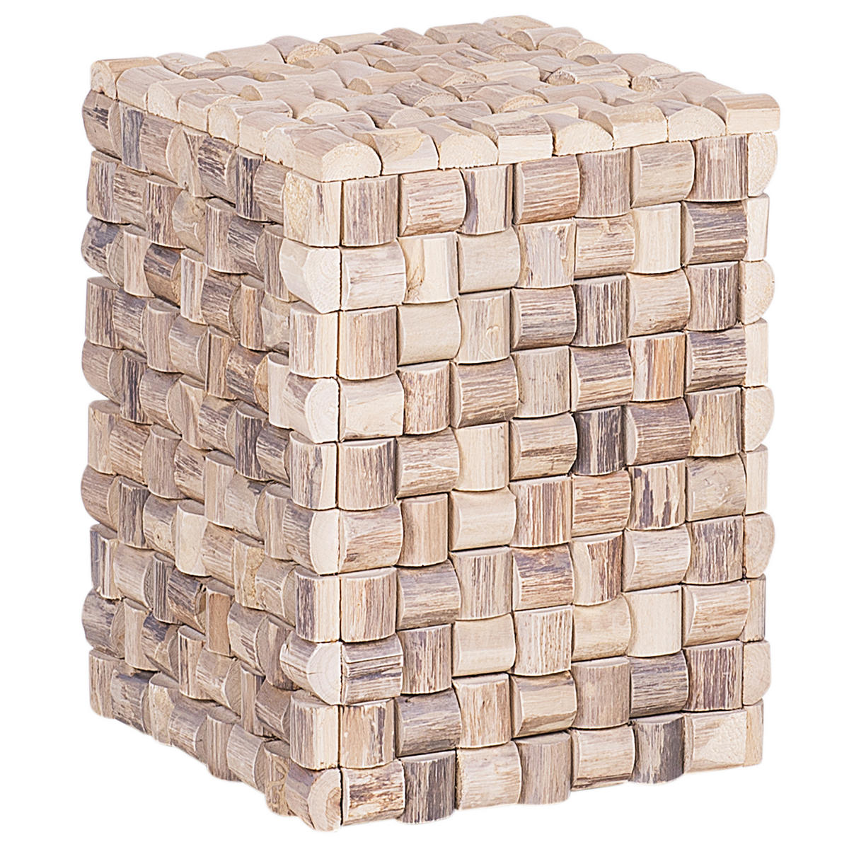 NACHTTISCH Teakholz hellbraun quadratisch 32/32 cm Cajeme - Hellbraun, Holz (32/43/32cm) - Beliani