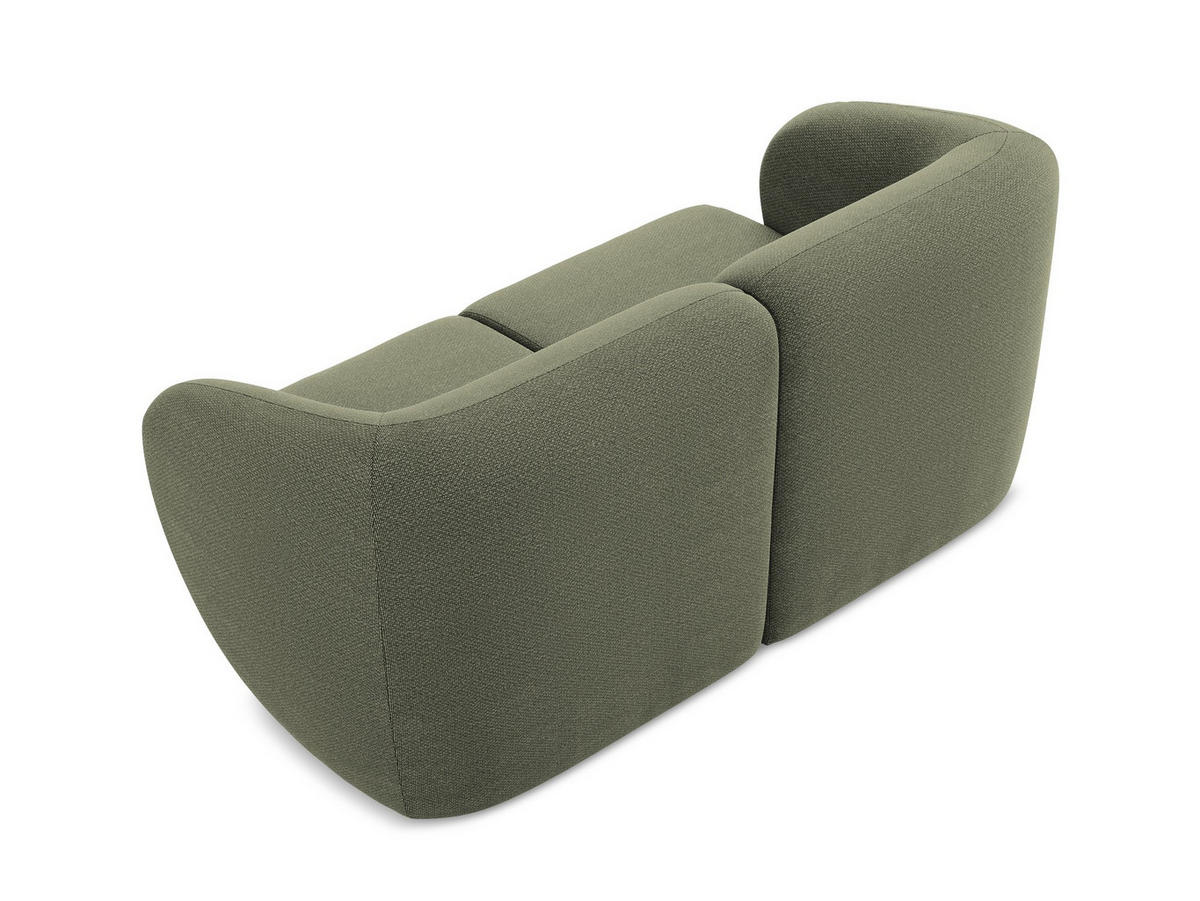 2-SITZER-SOFA Bouclé Stoff Grün - Schwarz/Olivgrün, Holzwerkstoff/Kunststoff (174/75/94cm) - Makamii