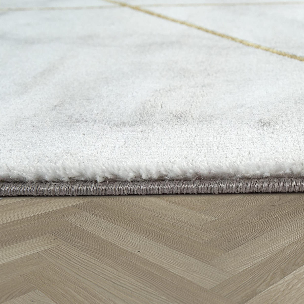 TEPPICH Kurzflor Marmoroptik Wohnzimmer schmutzabweisend Gold Rechteckig 160x230 - Goldfarben, Textil (230/160cm) - KADIMA DESIGN