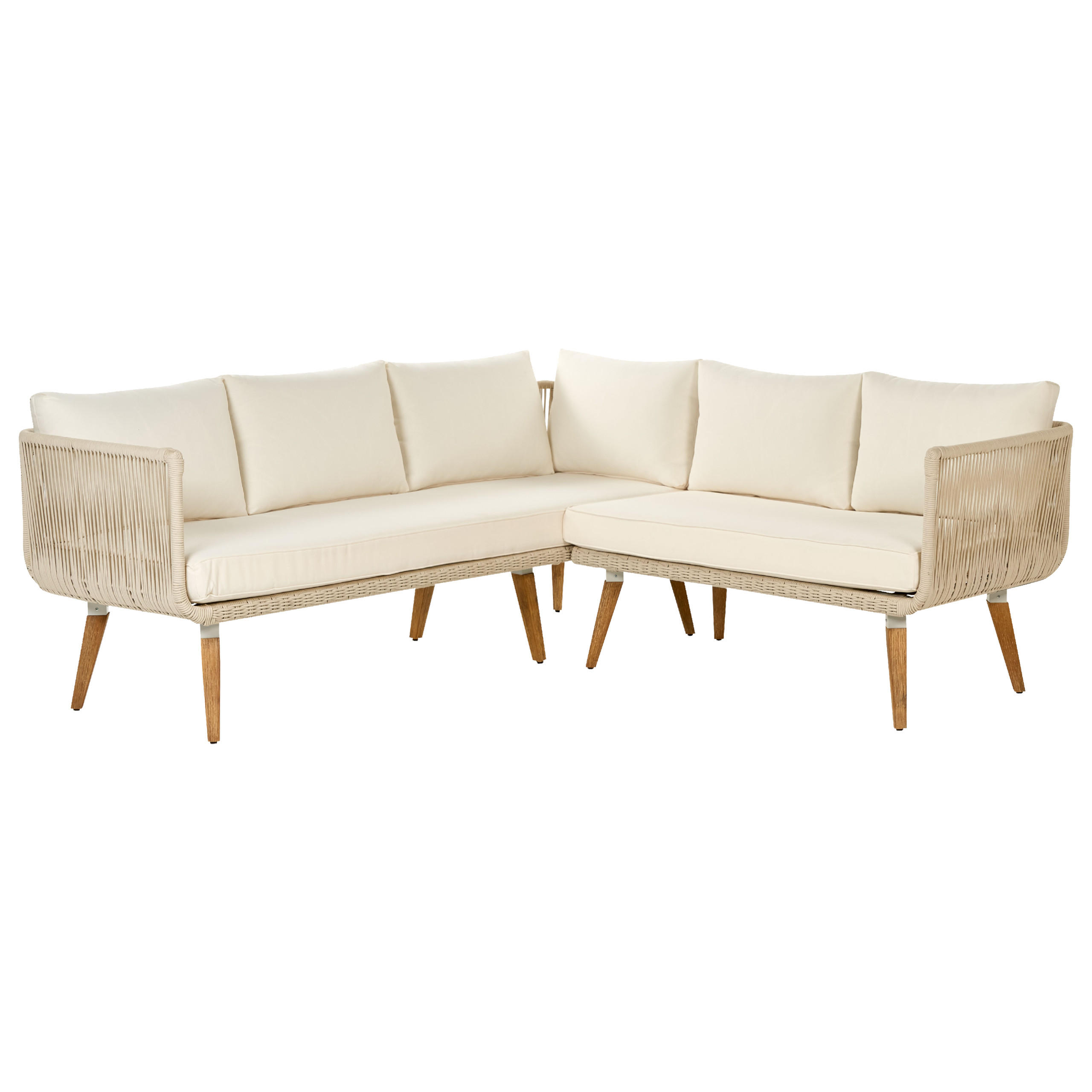 LOUNGE-SET 5-Sitzer Akazienholz Beige Alcamo - Beige, Holz - Beliani