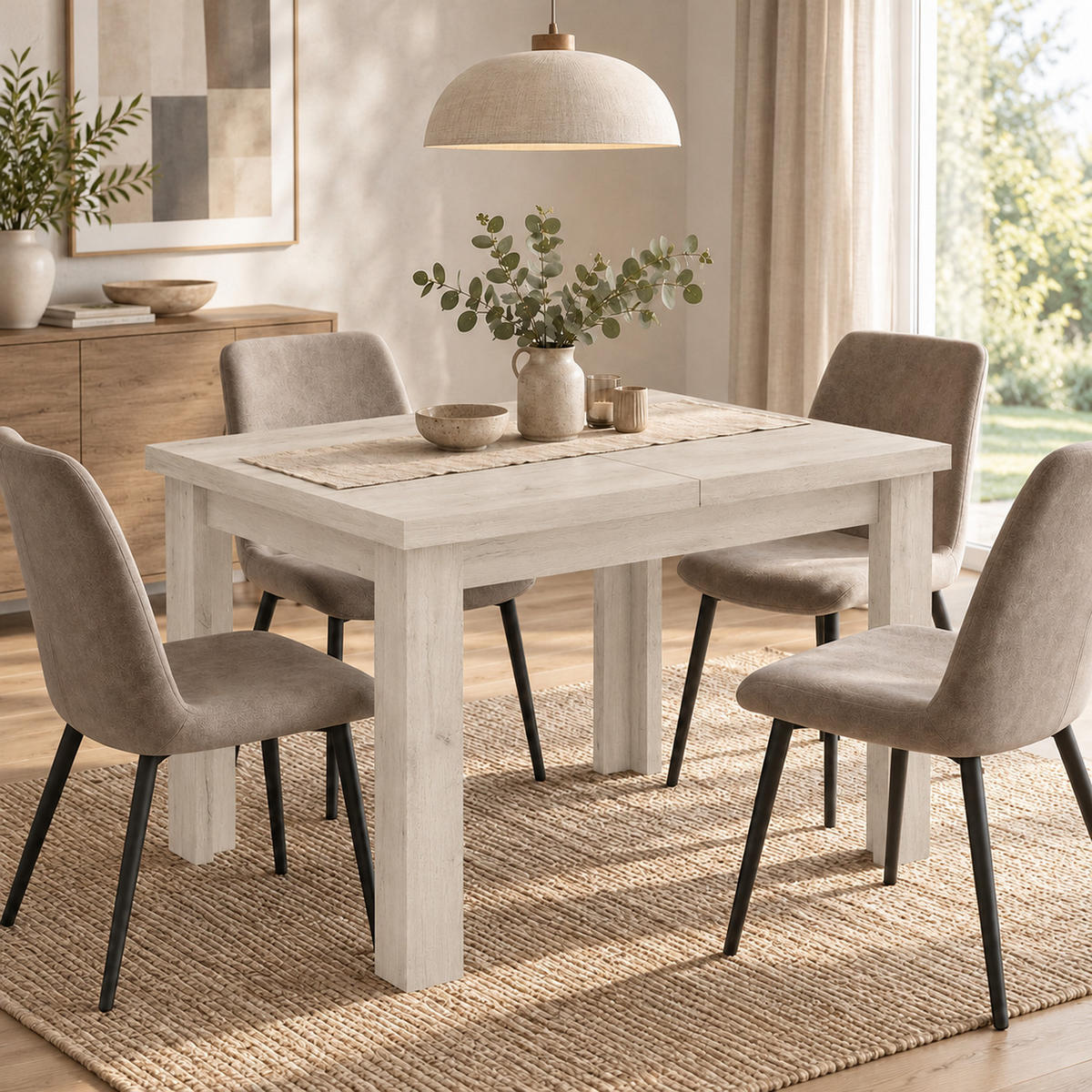 ESSTISCH ausziehbar 120-160 x 80 x 75,5 cm Kraft Weiß - Weiß, Holzwerkstoff (80/120/75.5cm) - Koseto
