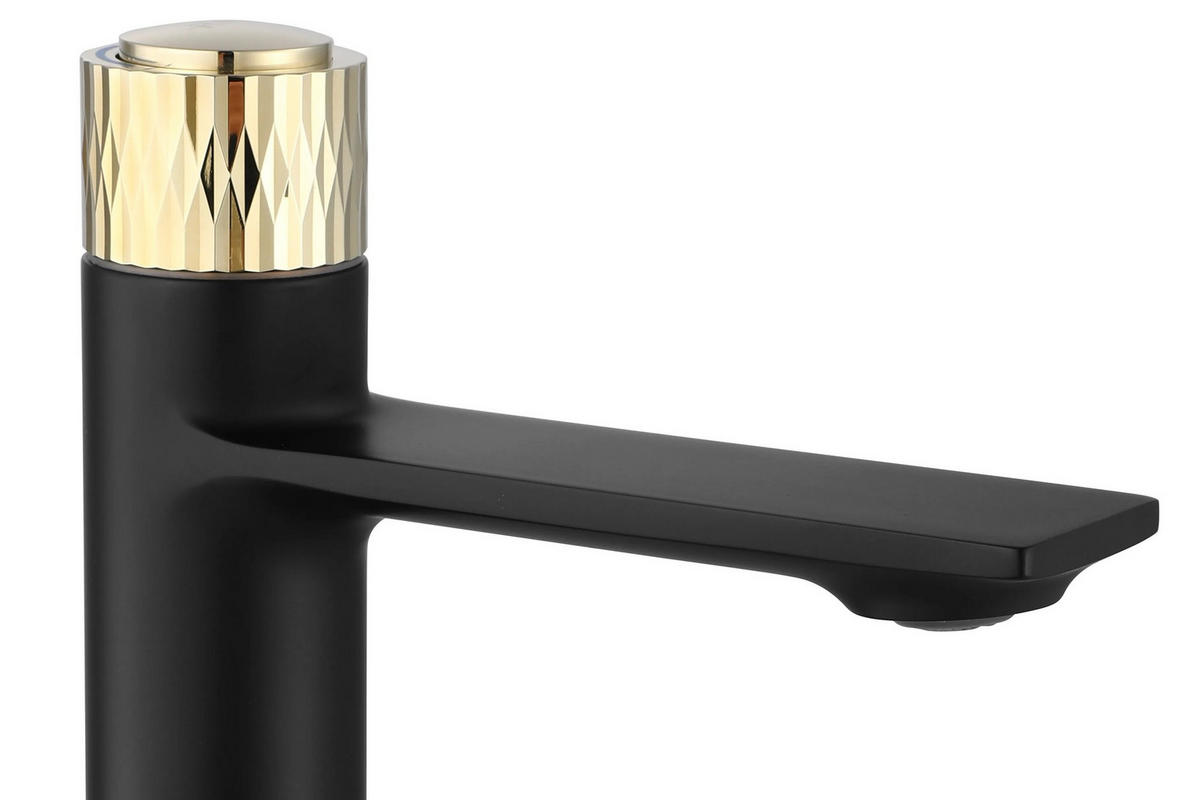 WASCHBECKENARMATUR Rea Storm Black Gold Low - Schwarz, Metall (4.2/15/15cm) - REA