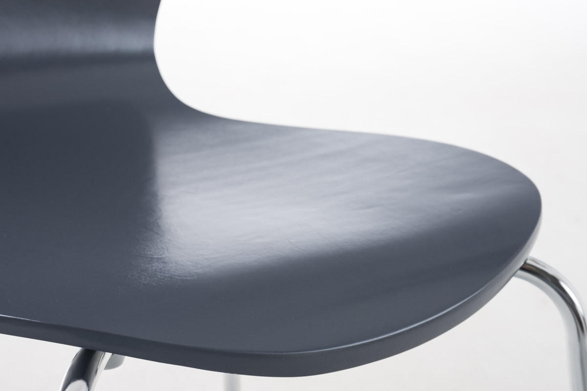 BESUCHERSTUHL Calisso mit Holzsitz und Metallgestell, Farbe: Grau - Chromfarben/Grau, Holz/Metall (42/85/47cm) - TPFLiving