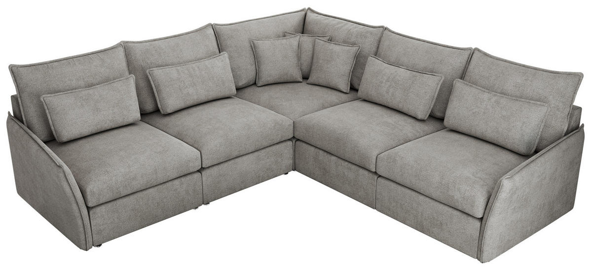 ECKSOFA VERSO L Hellgrau Struktur - Hellgrau/Schwarz, Kunststoff/Textil (270/270cm) - MKS