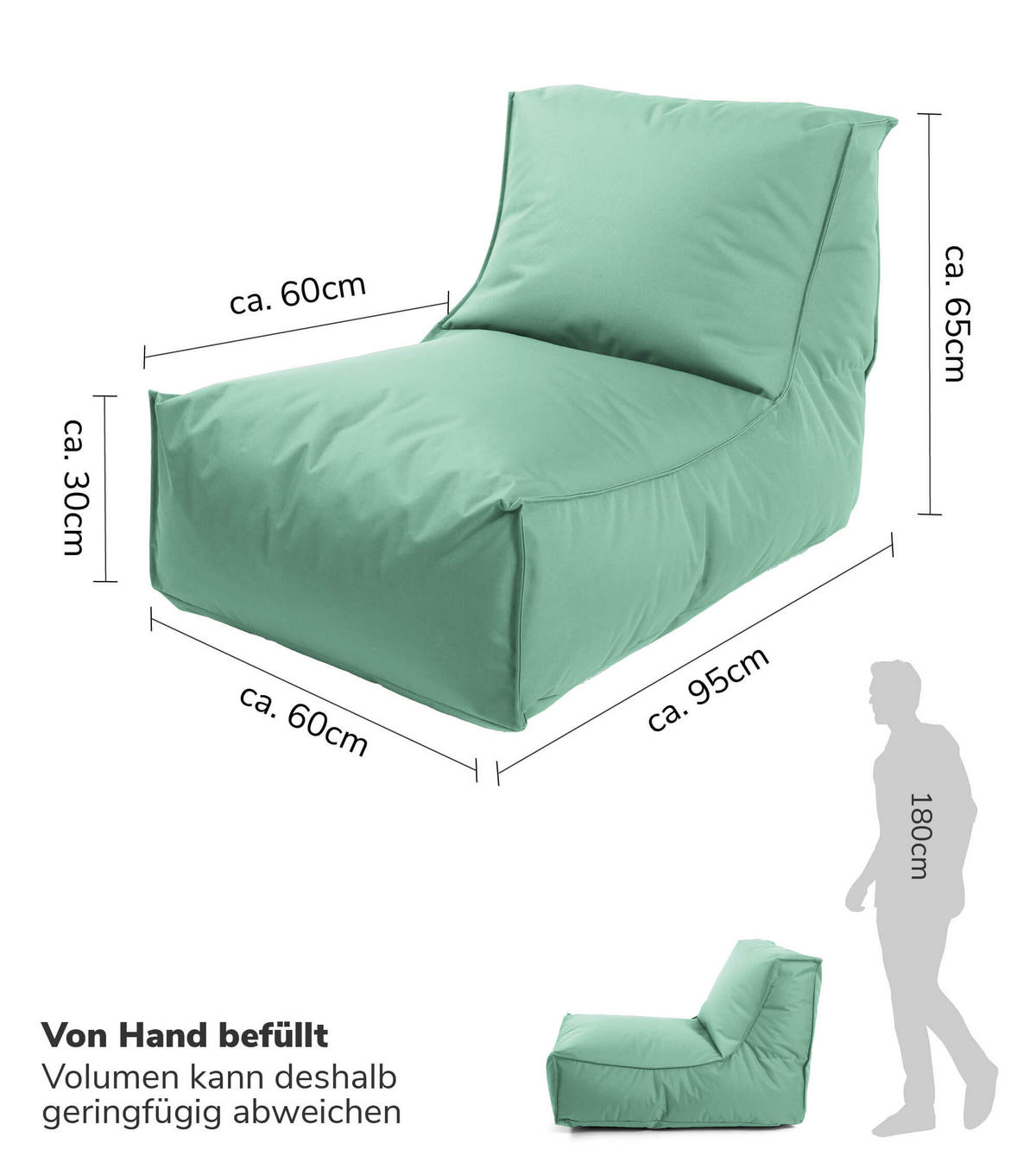 SITZSACK mit Schutzhülle Der Sundowner - Mintgrün, Textil (60/65/95cm) - Mokebo