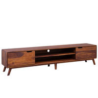 TV-BOARD Sheesham 220x40x48 walnuss gewachst MALMÖ 2 #124 - Dunkelbraun, Holz (220/48/40cm) - Massivmoebel24