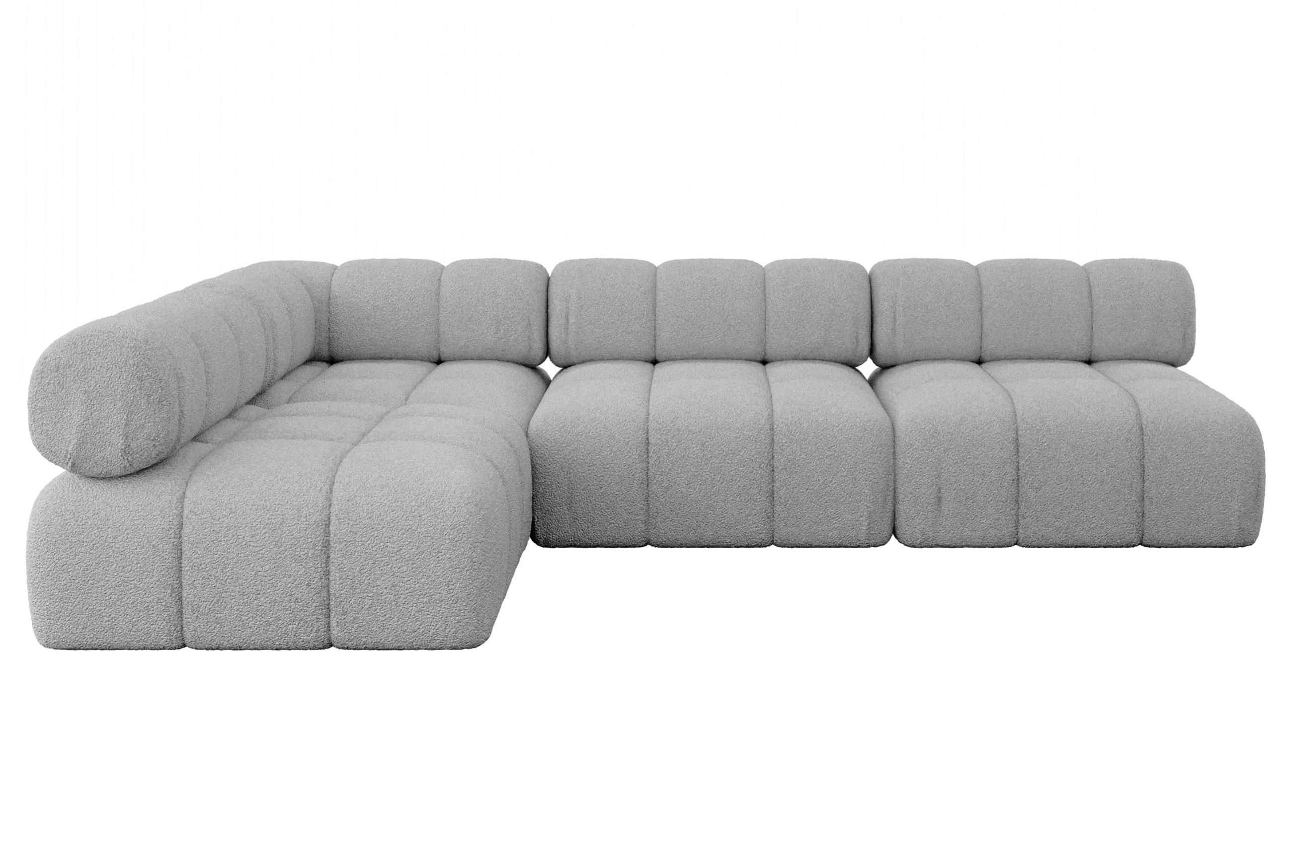ECKSOFA modulares Sofa Samaro-L2 - 285x190x70 cm Hellgrau Bouclé - Hellgrau, Holzwerkstoff/Textil (285/190cm) - ALTDECOR