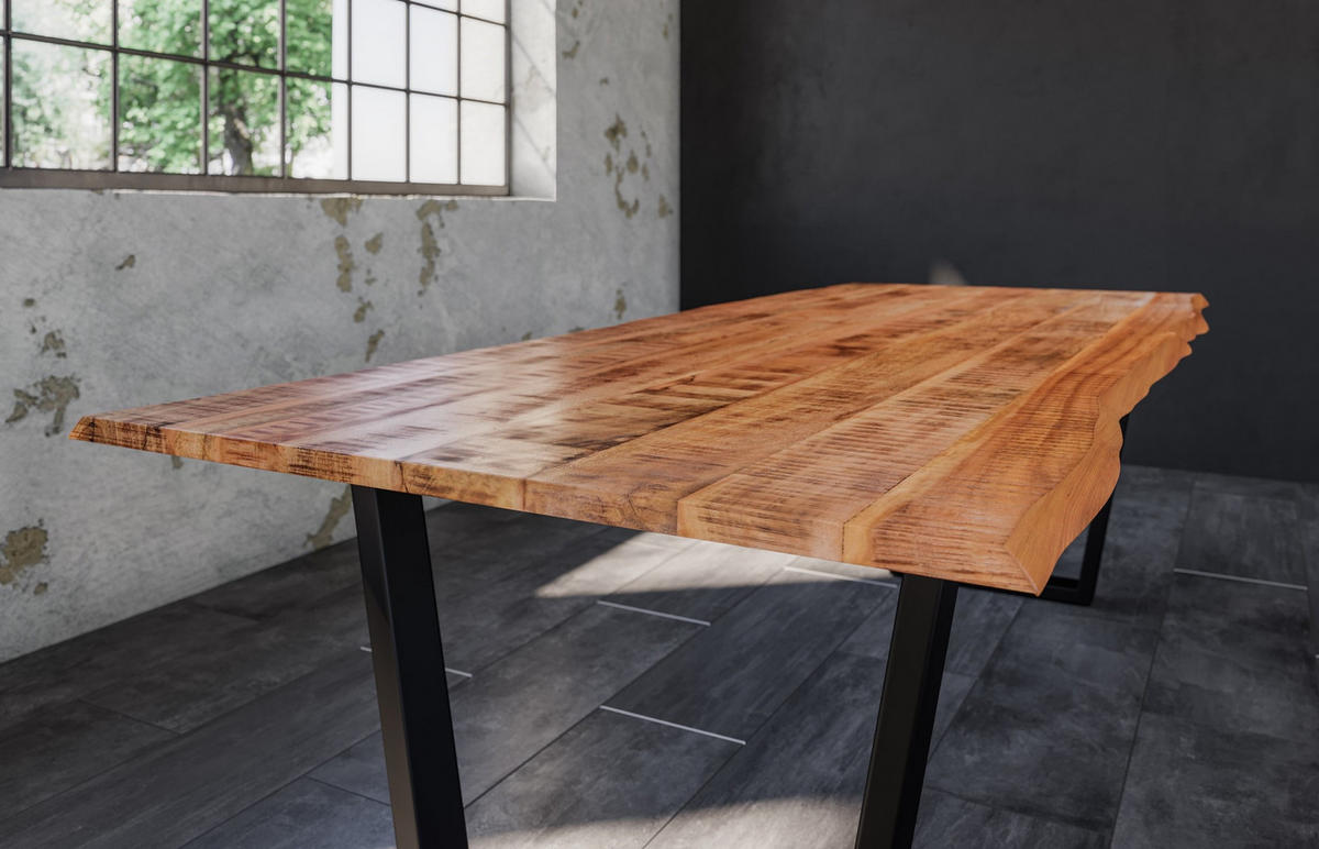 ESSTISCH DORA V - Beige/Schwarz, Holz/Metall (100/240/77cm) - SAM