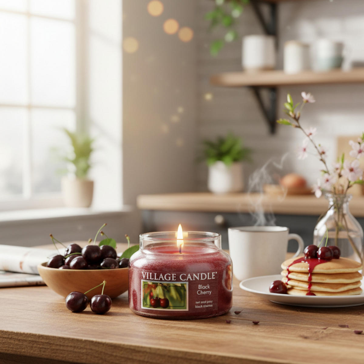 DUFTKERZE Black Cherry Rot 254g Glas, Aromakerze, Raumduftkerze, Duftglas, Wellnesskerze, Kirschduft, Duftwachs, Wohndeko, Geschenkidee - Dunkelrot, Glas/Paraffin (10.8cm) - Village Candle