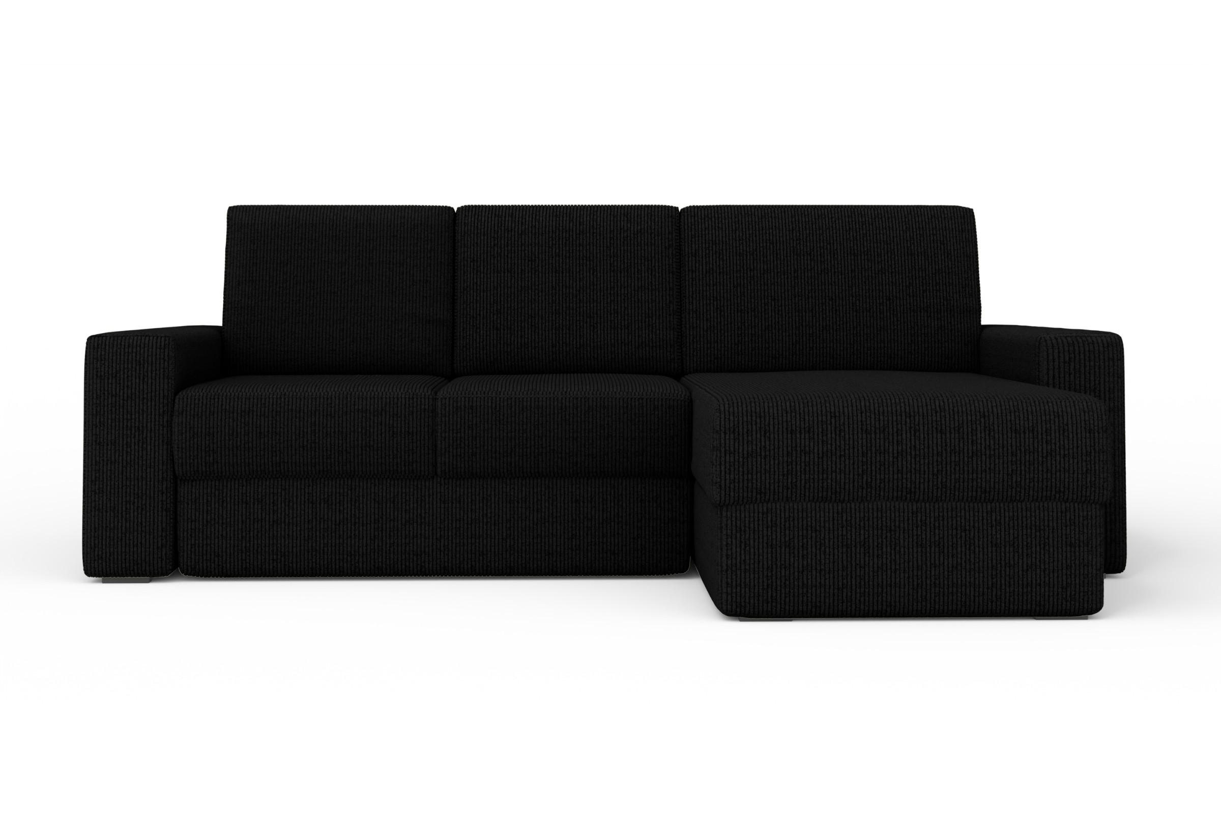 ECKSOFA TOCO L 240x145 cm in Cord Schwarz rechts - Schwarz, Holz/Holzwerkstoff (240/145cm) - Deine Möbel 24