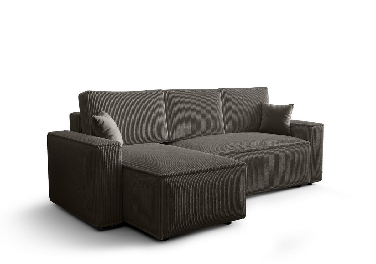 ECKSOFA L AMBRO Poso 22 Links mit Schlaffunktion - Dunkelgrau, Textil (232/143cm) - Bedante